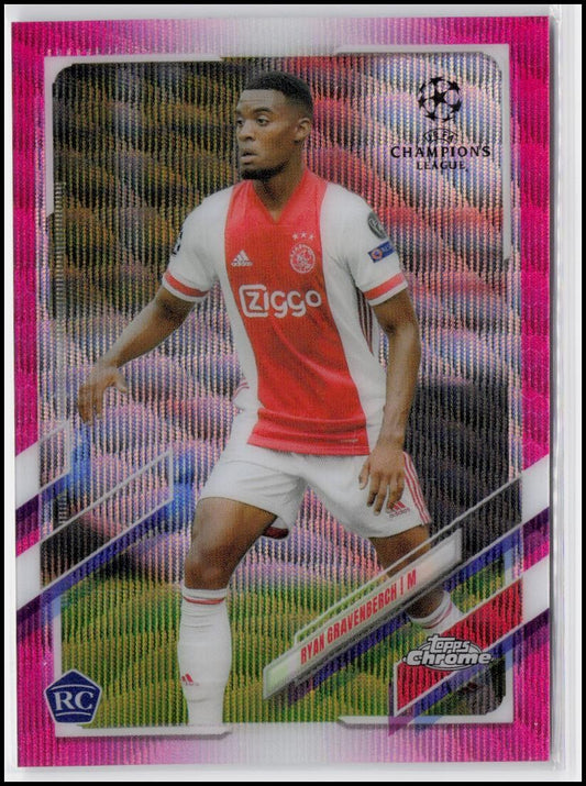2020-21 Topps Chrome UEFA Champions League #98 Ryan Gravenberch Pink X-Fractor