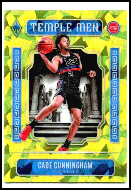 2023-24 Panini Phoenix Temple Men Phoenix Yellow Ice #9 Cade Cunningham Detroit