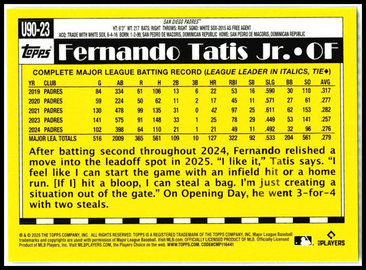 2025 Topps Update 35th Anniversary #u90-23 Fernando Tatis JR Paders