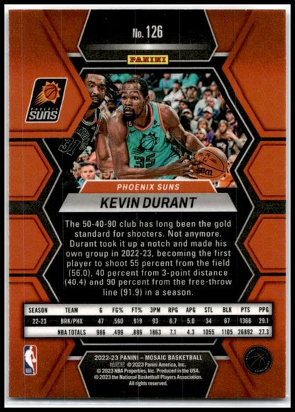 2022-23 Panini Mosaic #126 Kevin Durant Phoenix Suns