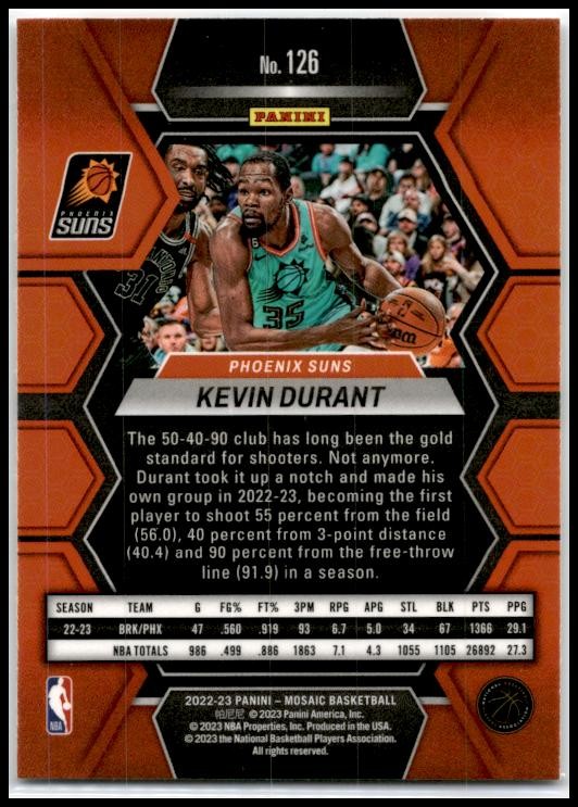 2022-23 Panini Mosaic #126 Kevin Durant Phoenix Suns