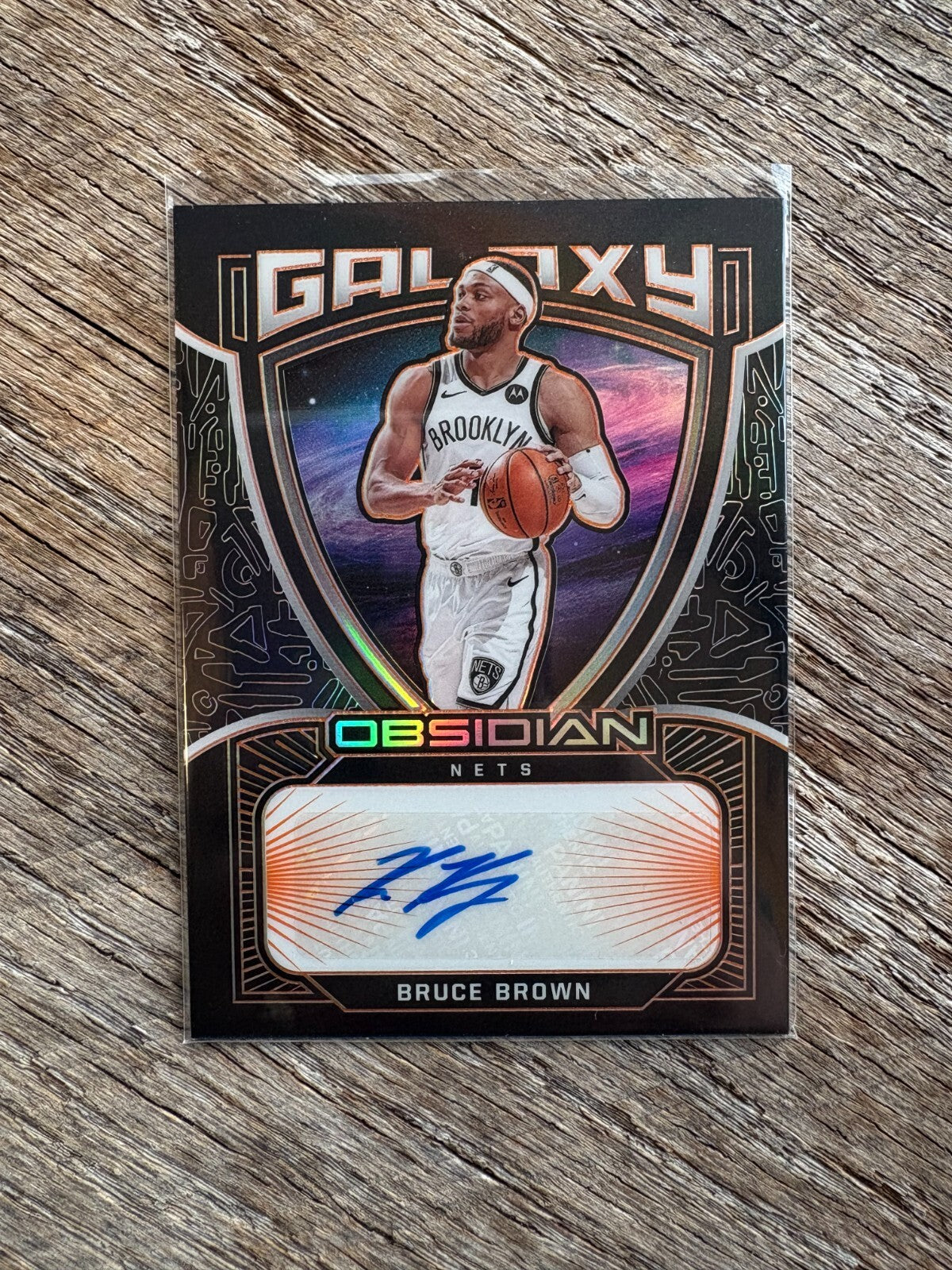 2020-21 Obsidian Galaxy Orange Bruce Brown Auto #/50 Brooklyn Nets