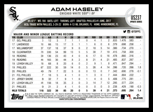 2022 Topps Update #US237 Adam Haseley