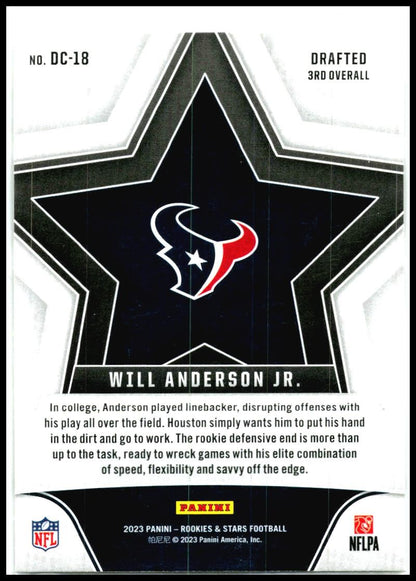 2023 Panini Rookies & Stars Draft Class #DC-18 Will Anderson Jr. Houston Texans