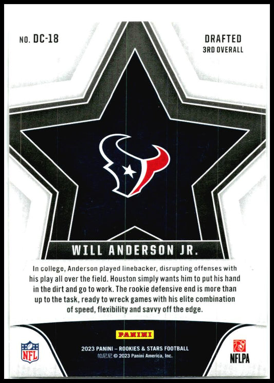 2023 Panini Rookies & Stars Draft Class #DC-18 Will Anderson Jr. Houston Texans