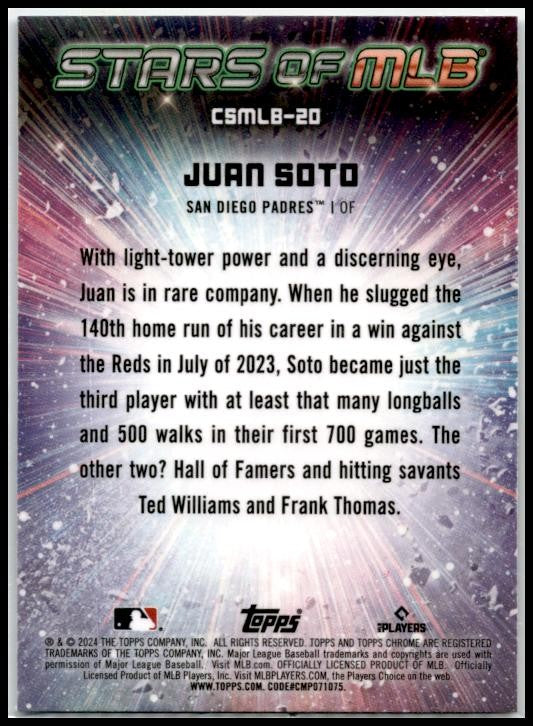 2024 Topps Stars of MLB Chrome #CSMLB-20 Juan Soto San Diego Padres
