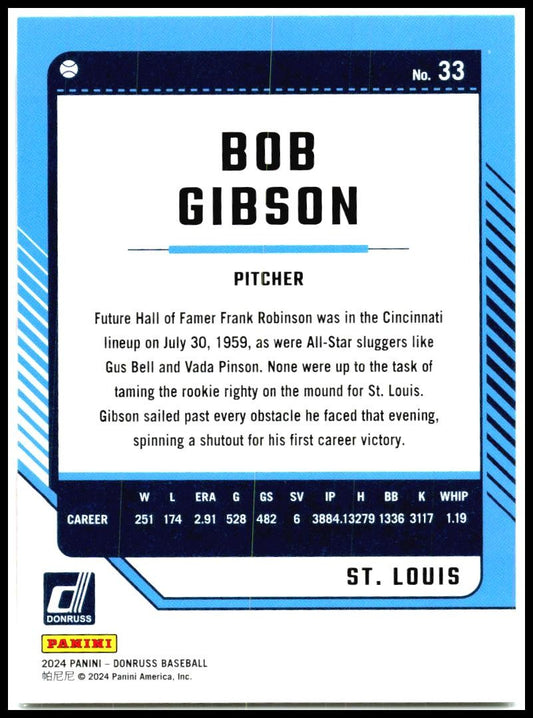 2024 Donruss #33 Bob Gibson St. Louis Cardinals