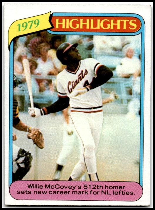 1980 Topps #2 Willie McCovey San Francisco Giants