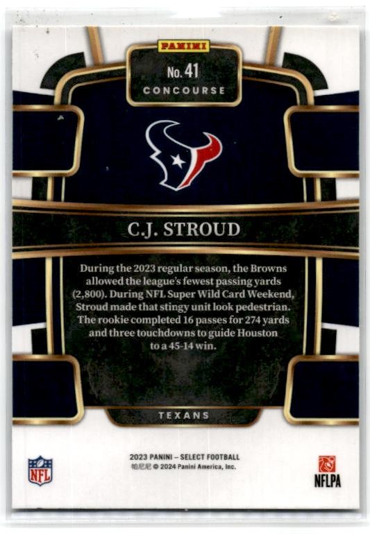 2023 Panini Select #41 C.J. Stroud Rookie Houston Texans