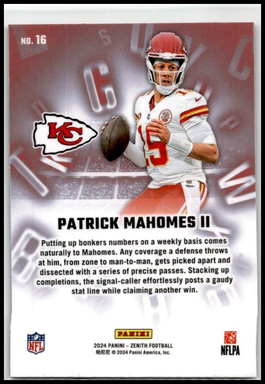 2024 Panini Zenith A to Z #16 Patrick Mahomes II Kansas City Chiefs