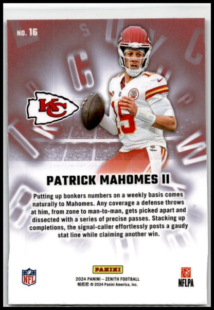 2024 Panini Zenith A to Z #16 Patrick Mahomes II Kansas City Chiefs