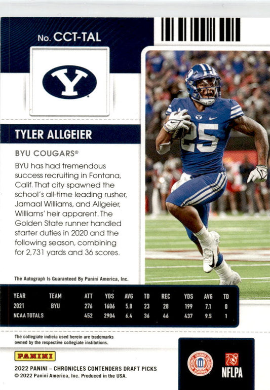 2022Contenders Draft Picks College #CCT-TAL Tyler Allgeier Auto Falcons 014/149