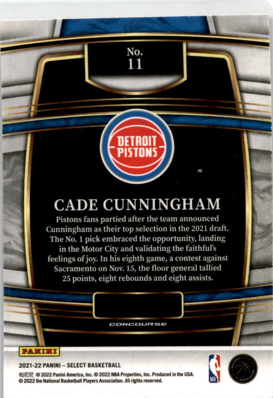 2021-22 Panini Select Blue #11 Cade Cunningham RC Detroit Pistons