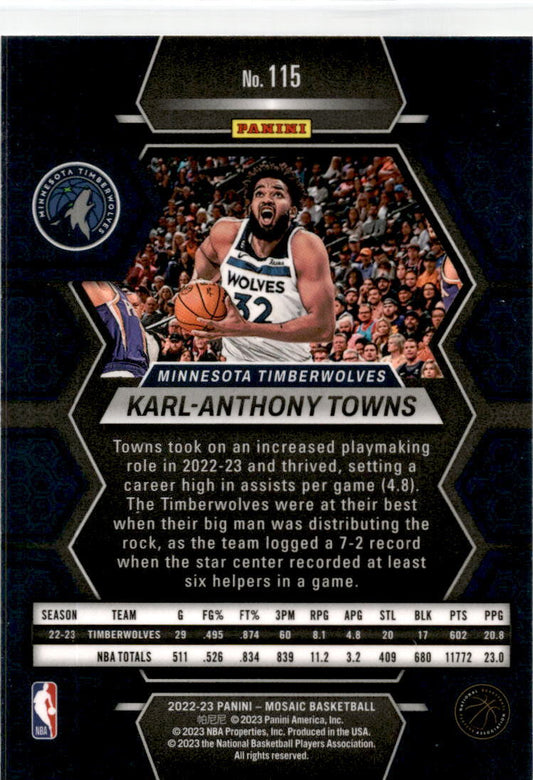 2022-23 Panini Mosaic #115 Karl-Anthony Towns Minnesota Timberwolves