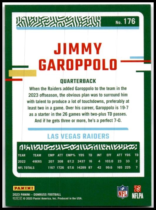 2023 Donruss #176 Jimmy Garoppolo Las Vegas Raiders