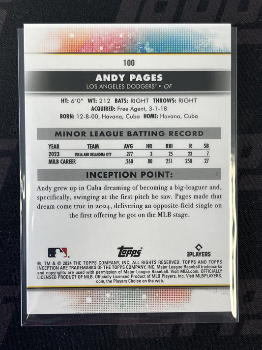 2024 Topps Inception #100 Andy Pages Los Angeles Dodgers