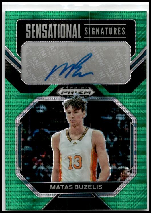 2023 Prizm Draft Picks Sensational Sign Green Pulsar #SS-MBZ Matas Buzelis Auto