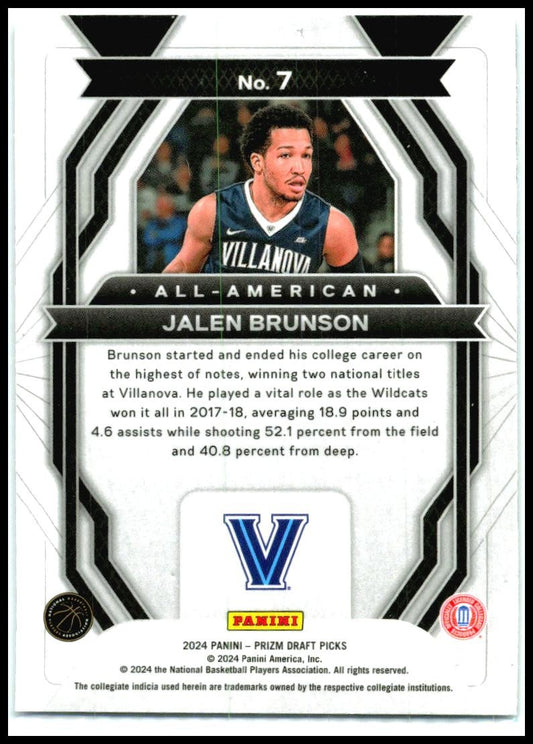 2024 Panini Prizm Draft Picks All-American #7 Jalen Brunson Knicks