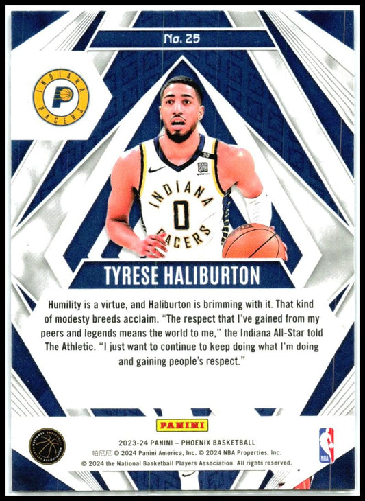 2023-24 Panini Phoenix Paragon Phoenix Blue Ice #25 Tyrese Haliburton Pacers