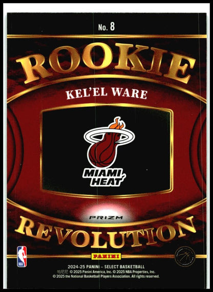 2024-25 Panini Select Rookie Revolution Green Prizms #8 Kel'el Ware Miami Heat