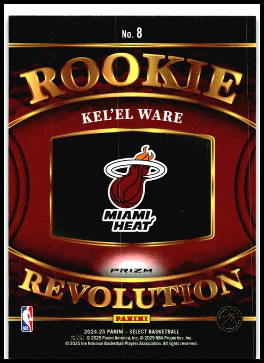 2024-25 Panini Select Rookie Revolution Green Prizms #8 Kel'el Ware Miami Heat