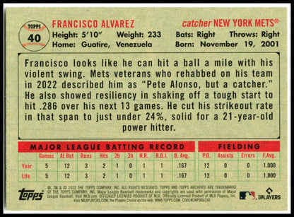 2023 Topps Archives #40 Francisco Alvarez New York Mets