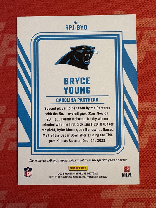 2023 Donruss Rookie Phenom Jerseys #RPJ-BYO Bryce Young Carolina Panthers