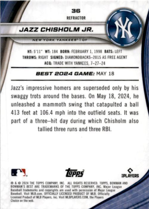 2024 bowman's best Refractor #TP-36 Jazz Chisholm JR