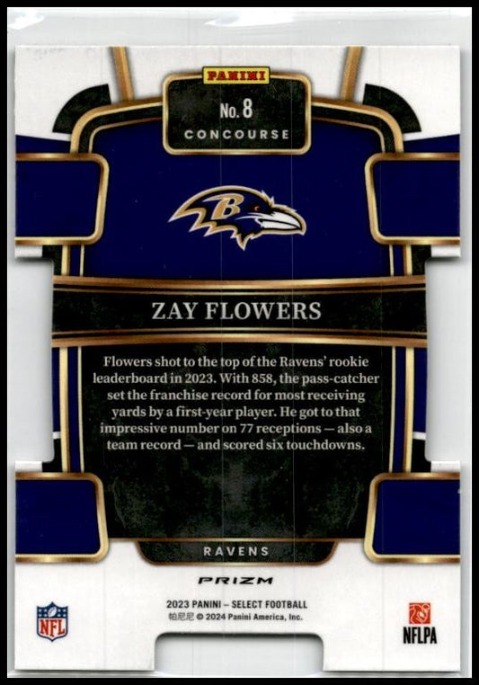 2022 Panini Select Black and Green Die Cut #512 Zay Flowers Baltimore Ravens