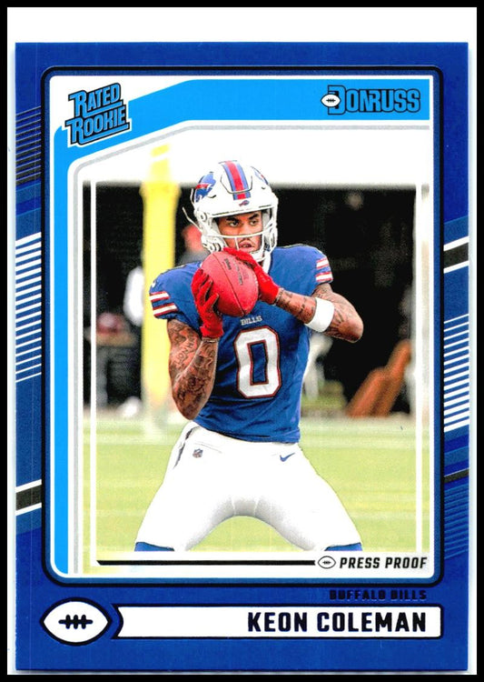 2024 Donruss Press Proof Blue #358 Keon Coleman Rookie Buffalo Bills
