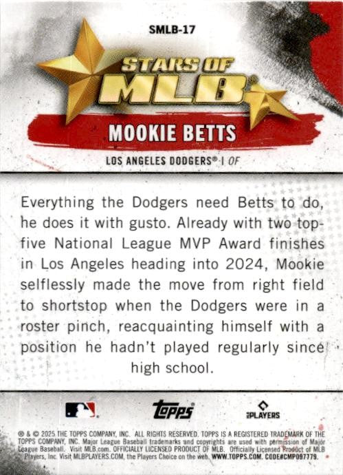 2025 Topps Stars of MLB #SMLB-17 Mookie Betts Los Angeles Dodgers