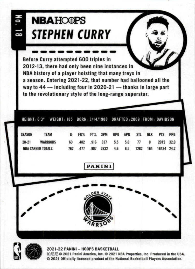 2021-22 Hoops #18 Stephen Curry Golden State Warriors
