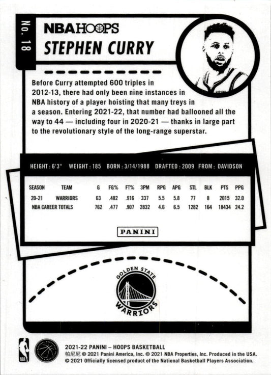 2021-22 Hoops #18 Stephen Curry Golden State Warriors