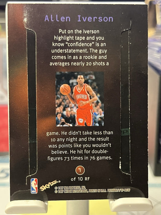 Allen Iverson 1997-98 SkyBox Premium #1 RF Rock n' Fire Philadelphia 76ers