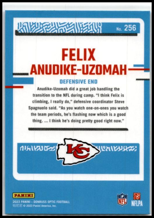 2023 Donruss Optic #256 Felix Anudike-Uzomah Rookie Kansas City Chiefs