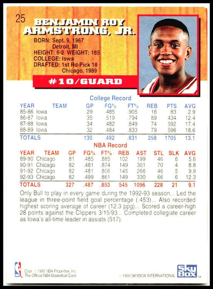 1993-94 Hoops #25 B.J. Armstrong Chicago Bulls