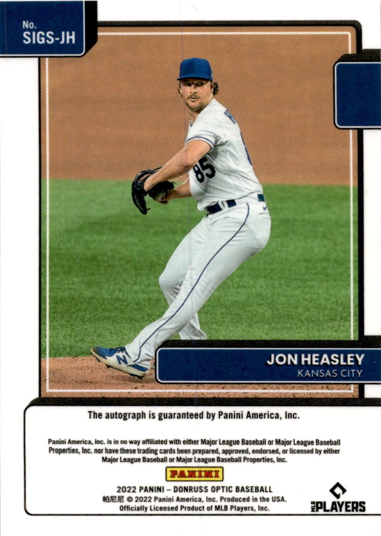 2022  Donruss Optic Signature Series #SIGS-JH Jon Heasley Kansas City Royals