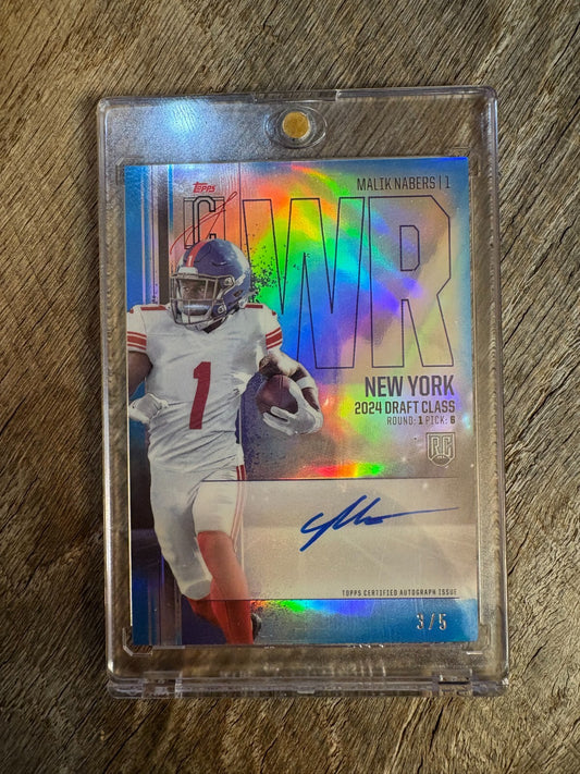 2024 Topps Signature Class RCV-MN Malik Nabers Auto #/5 New York Giants