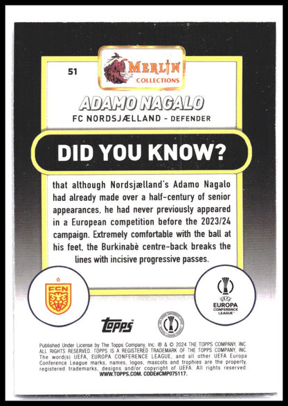 2023-24 Merlin UEFA Club Competitions #51 Adamo Nagalo