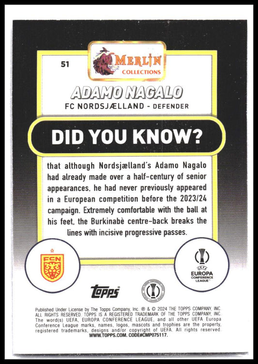 2023-24 Merlin UEFA Club Competitions #51 Adamo Nagalo