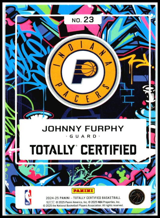 2024-25 Panini Totally Certified 2024 Mirror Blue #23 Johnny Furphy Pacers