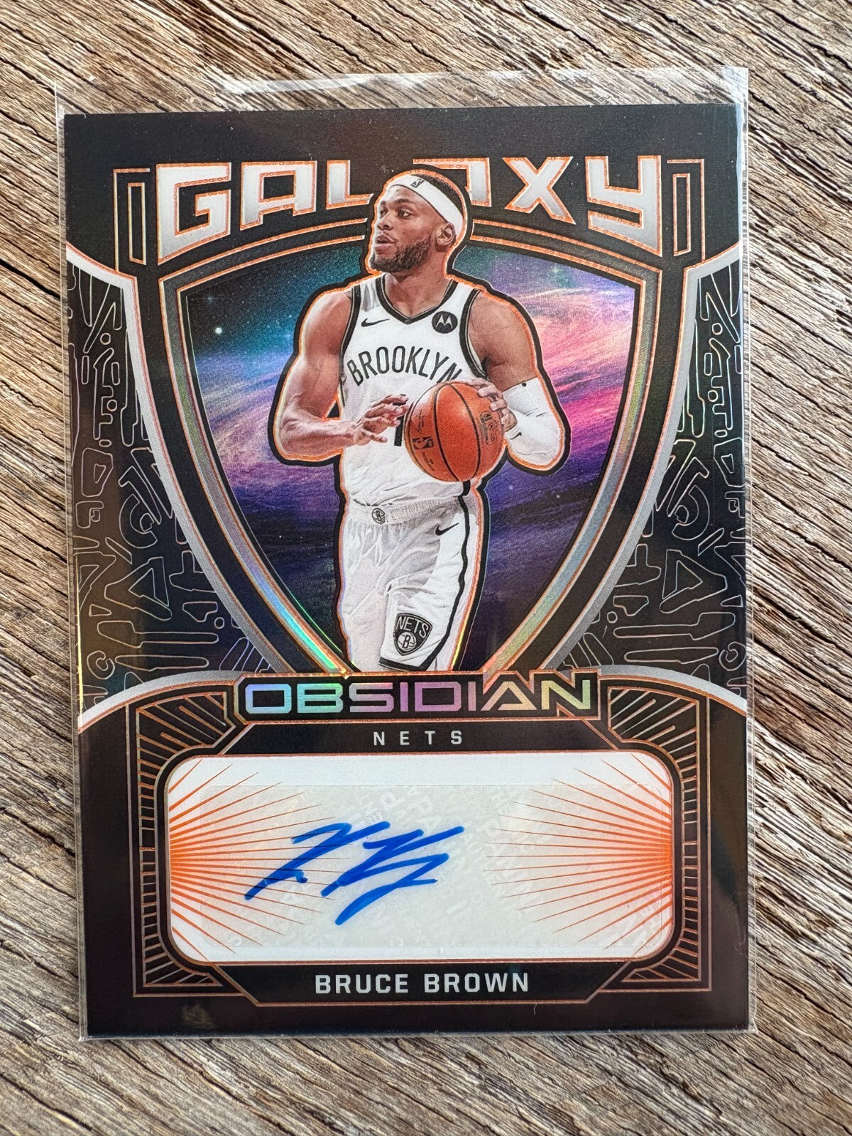 2020-21 Obsidian Galaxy Orange Bruce Brown Auto #/50 Brooklyn Nets