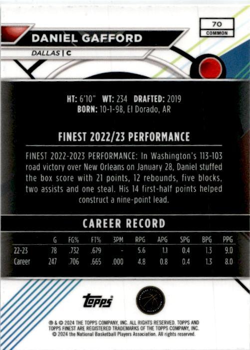 2023-24 Topps Finest common Checkerboard #70 Daniel Gafford Dallas