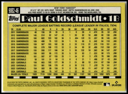 2025 Topps 1990 Topps 35th Anniversary #90B2-46 Paul Goldschmidt Yankees