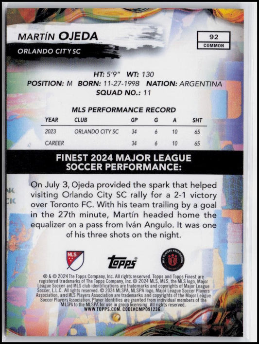 2024 Finest MLS #92 Martín Ojeda Checkerboard Refractor