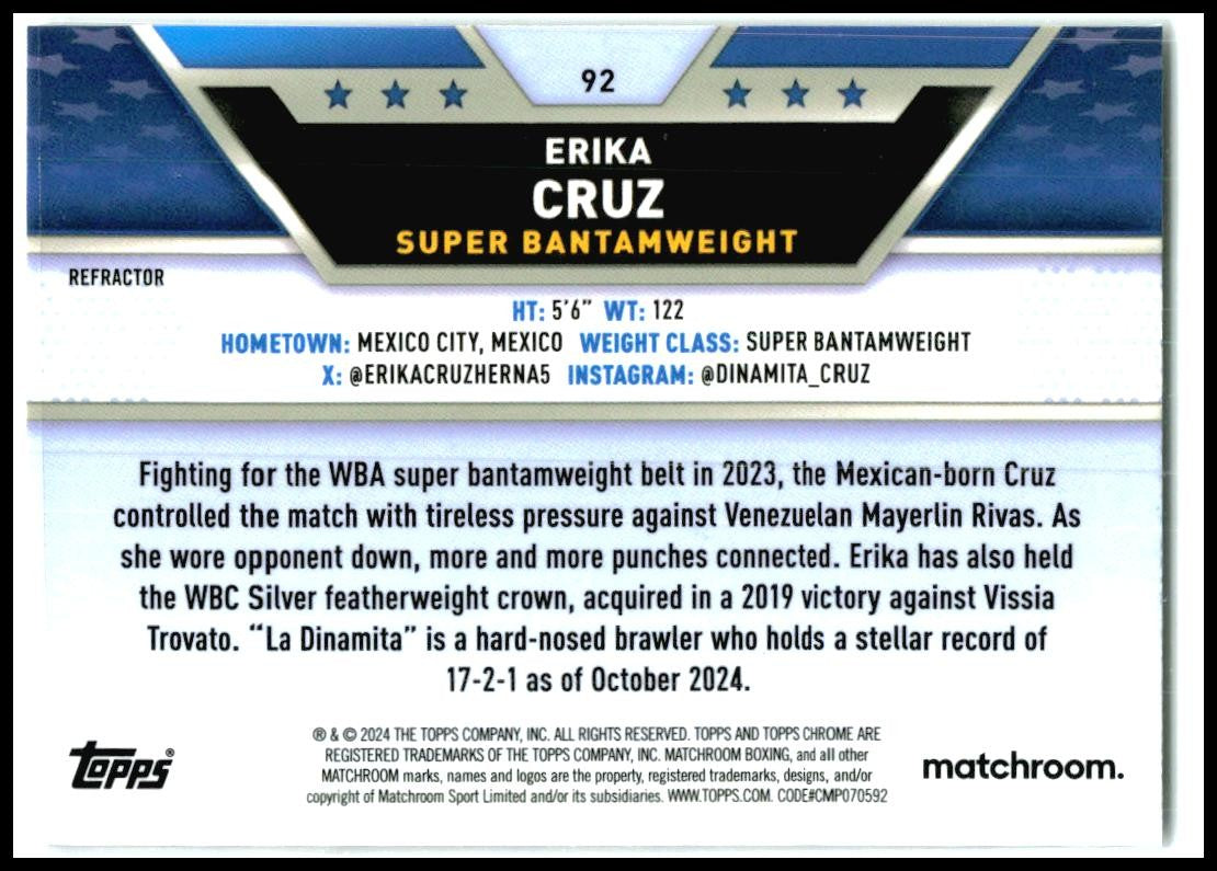 2024 Topps Chrome Boxing Refractor #92 Erika Cruz Seattle Mariners