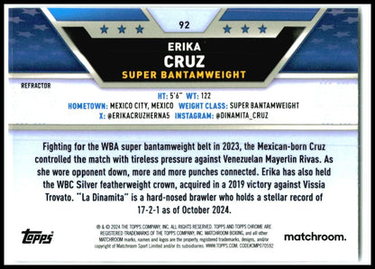 2024 Topps Chrome Boxing Refractor #92 Erika Cruz Seattle Mariners