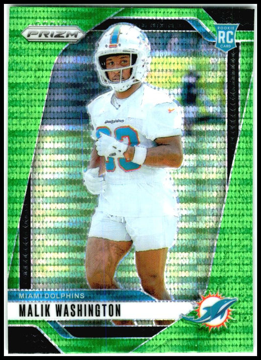 2024 Panini Prizm Neon Green Pulsar #371 Malik Washington Rookie Miami Dolphins