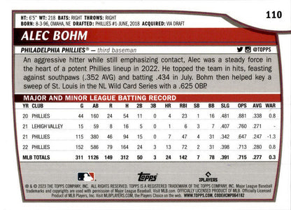 2023 Topps Big League #110 Alec Bohm Philadelphia Phillies