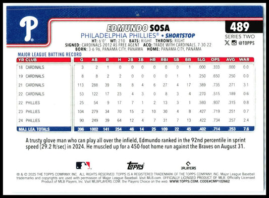 2025 Topps Sandglitter #489 Edmundo Sosa Philadelphia Phillies